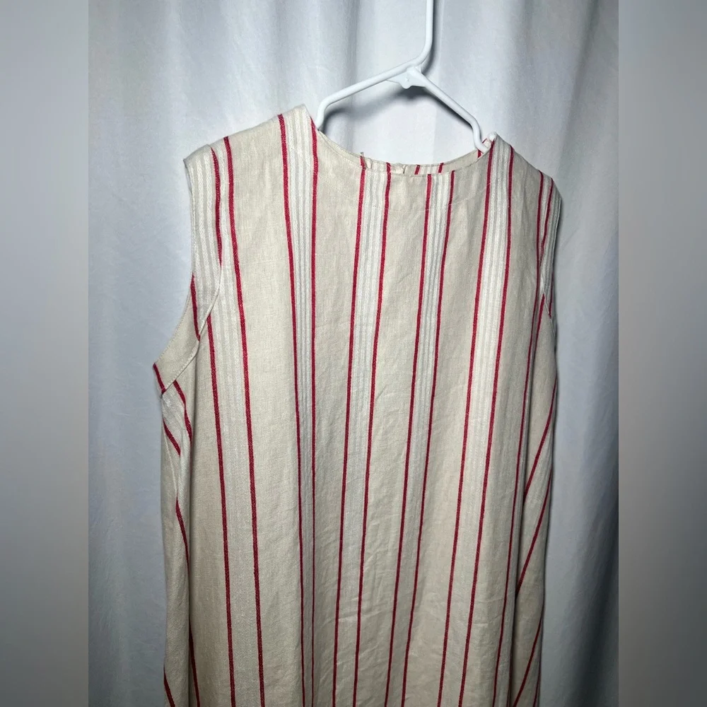 ICHI ANTIQUITES LINEN STRIPE SLEEVELESS DRESS - Picture 4 of 11